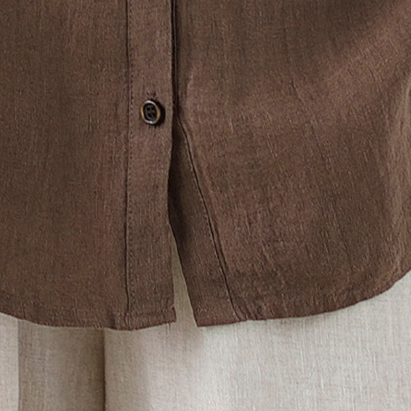 Buddha Stones Casual Plain Women's Cotton Linen Long Sleeve Shirt - image 15