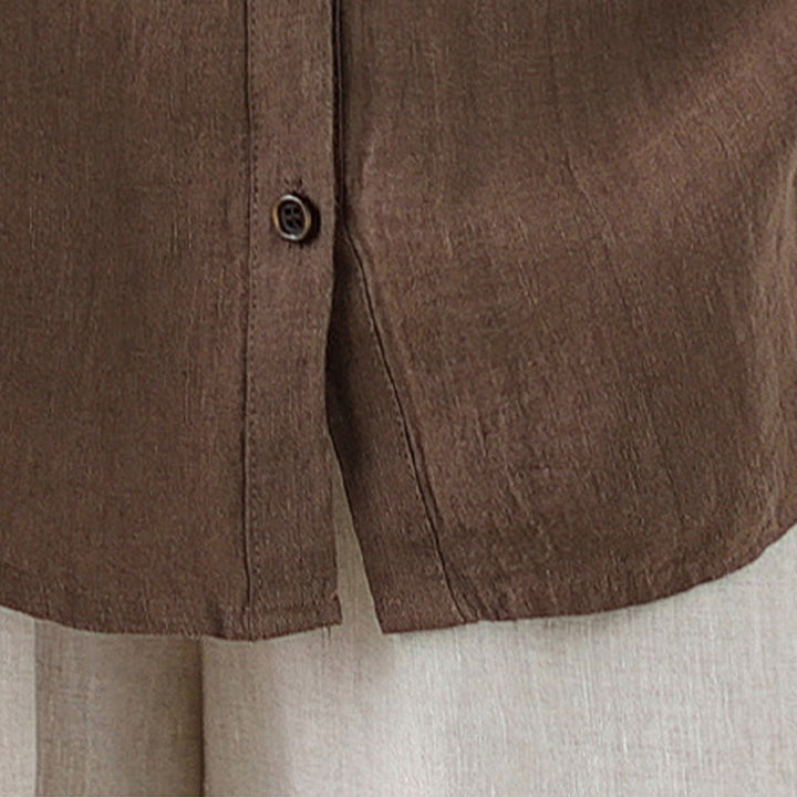 Buddha Stones Casual Plain Women's Cotton Linen Long Sleeve Shirt - image 15