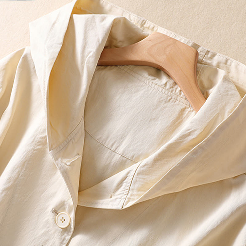 Buddha Stones Pure Color Hooded Women's Long Sleeve Cotton Jacket With Pockets - image 8