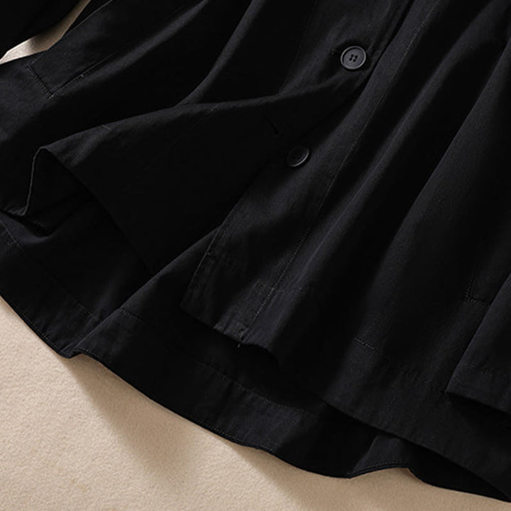 Buddha Stones Pure Color Hooded Women's Long Sleeve Cotton Jacket With Pockets - image 11