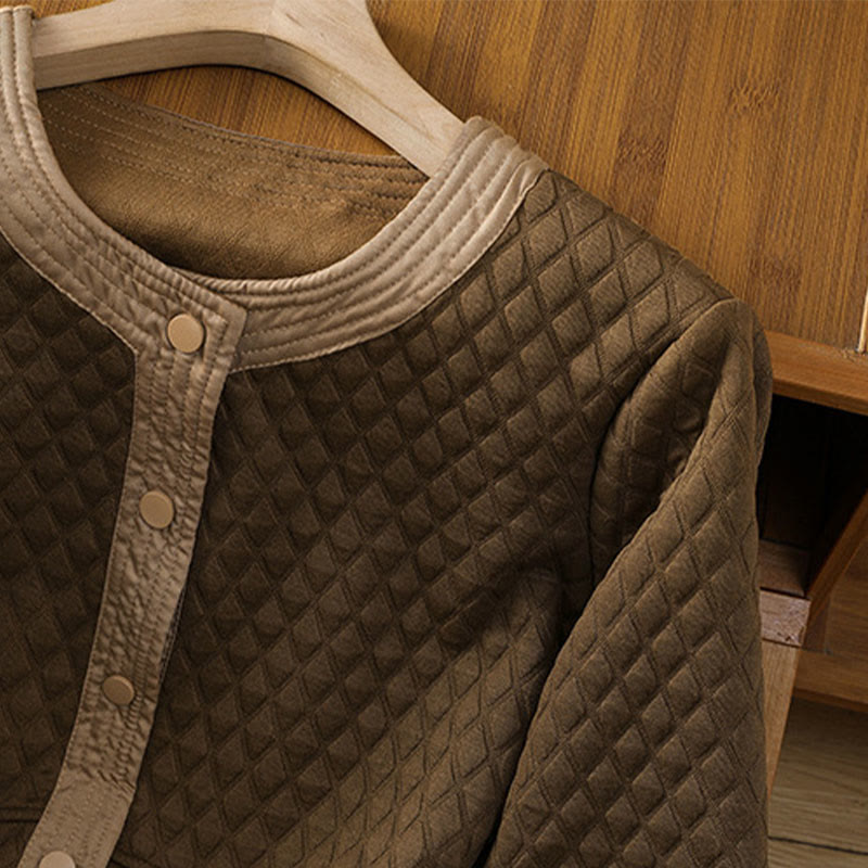 Buddha Stones Retro Plain Women's Cotton Long Sleeve Jacket With Pockets - image 31