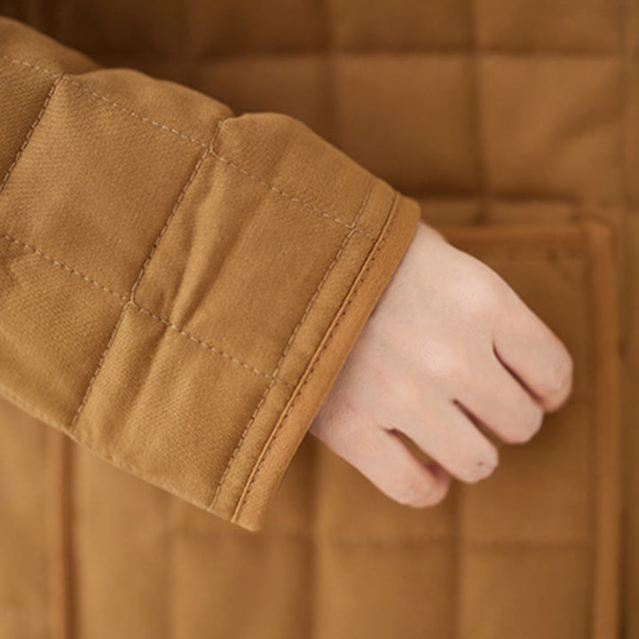 Buddha Stones Retro Plain Women's Thick Cotton Coat Jacket With Pockets - image 30