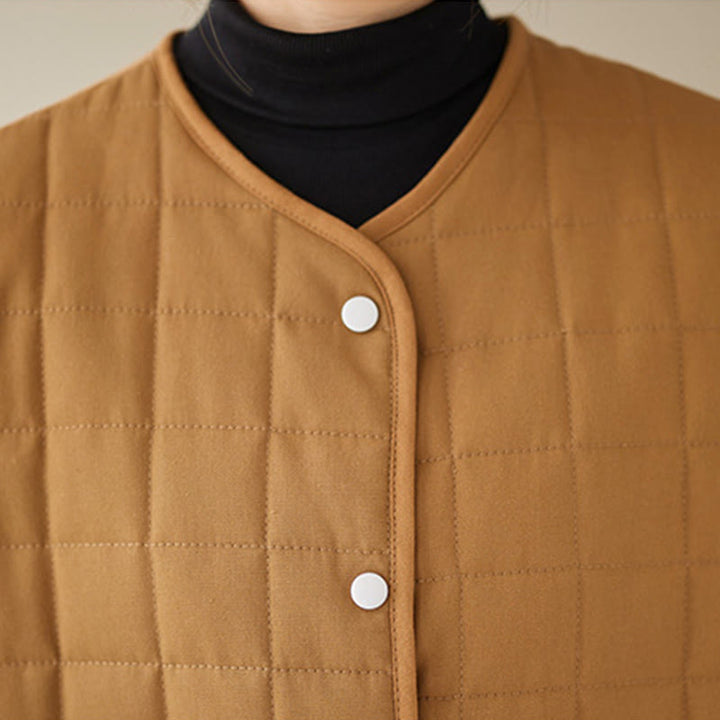 Buddha Stones Retro Plain Women's Thick Cotton Long Sleeve Coat Jacket With Pockets - image 28