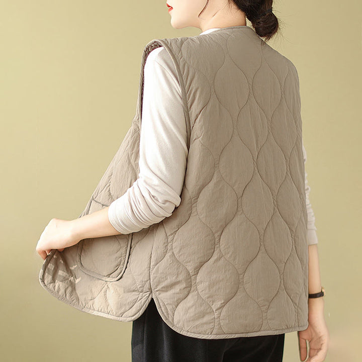 Buddha Stones Double-sided Style Women's Viscose Fiber Sleeveless Vest Waistcoat With Pockets - image 4