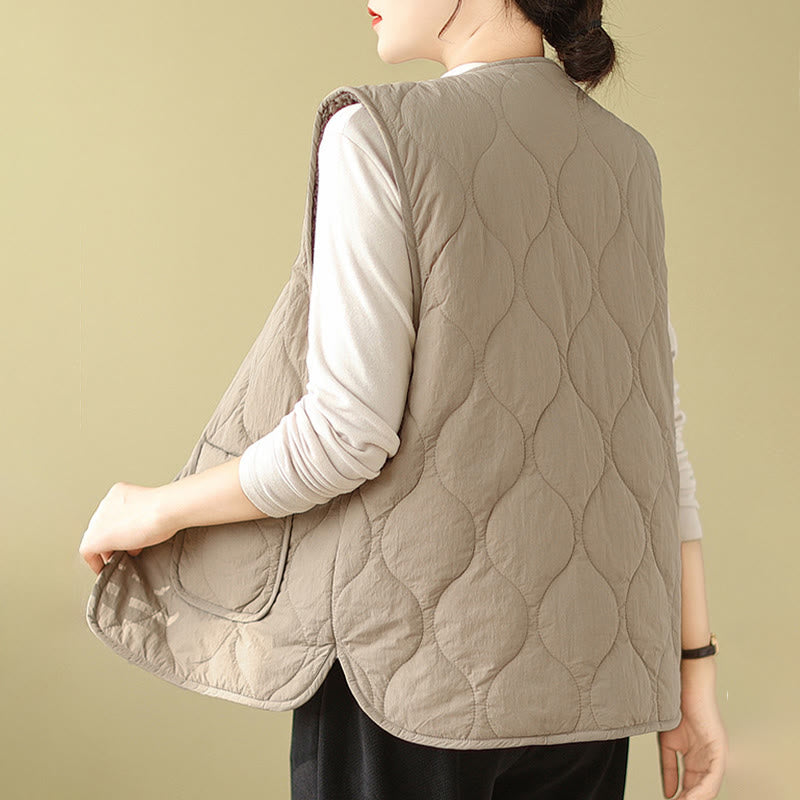 Buddha Stones Double-sided Style Women's Viscose Fiber Vest Waistcoat With Pockets - image 4
