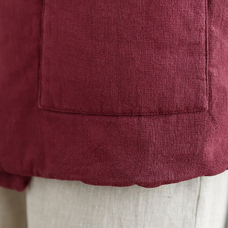 Buddha Stones Plain Lace-up Women's Cotton Vest Waistcoat With Pockets - image 15