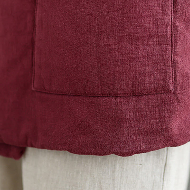 Buddha Stones Plain Lace-up Women's Cotton Vest Waistcoat With Pockets - image 15
