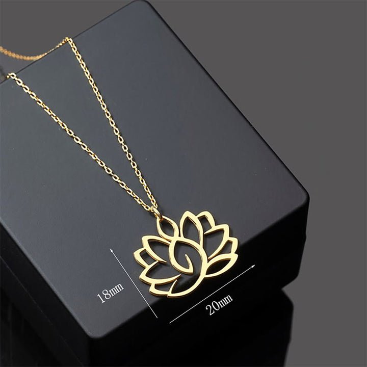 Buddha Stones Hollow Lotus Design Stainless Steel Enlightenment Necklace Pendant - image 4