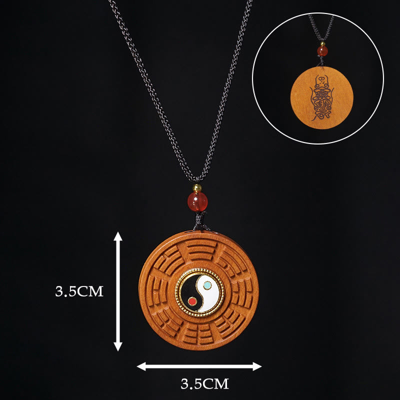 FREE Today: Good Fortune and Luck Lightning Struck Jujube Wood Yin Yang Bagua Necklace Pendant - image 8