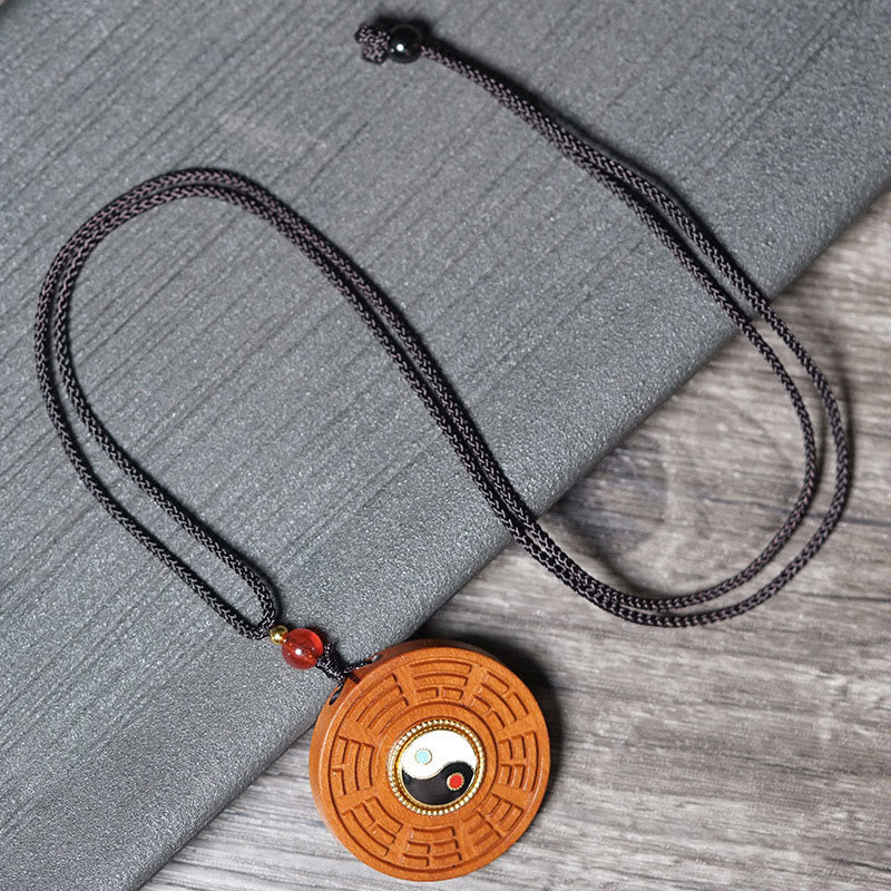 FREE Today: Good Fortune and Luck Lightning Struck Jujube Wood Yin Yang Bagua Necklace Pendant - image 2