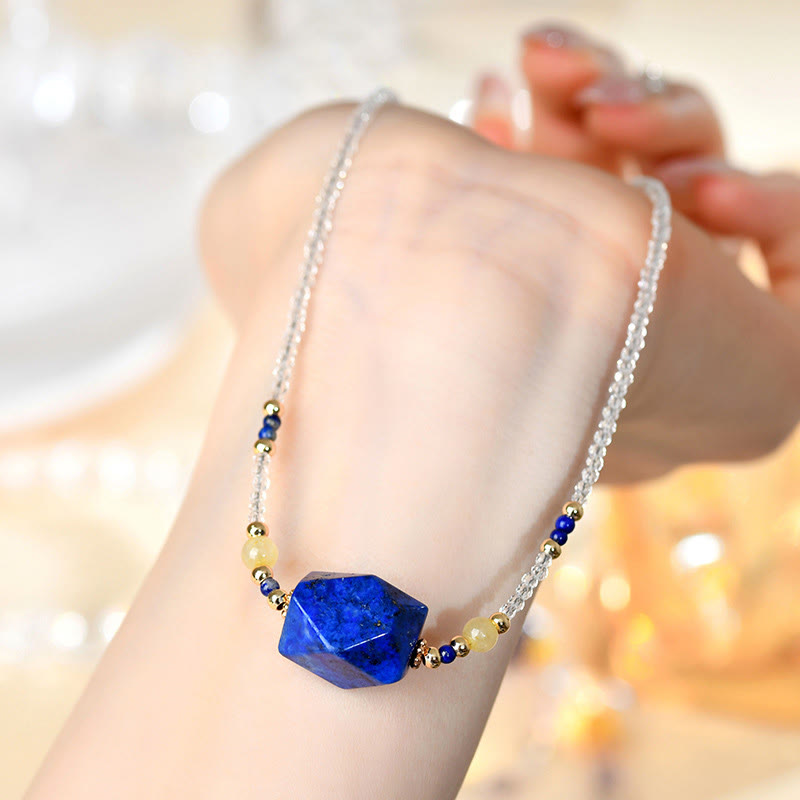 Buddha Stones White Crystal Lazurite Lapis Lazuli Healing Meditation Necklace Pendant - image 3