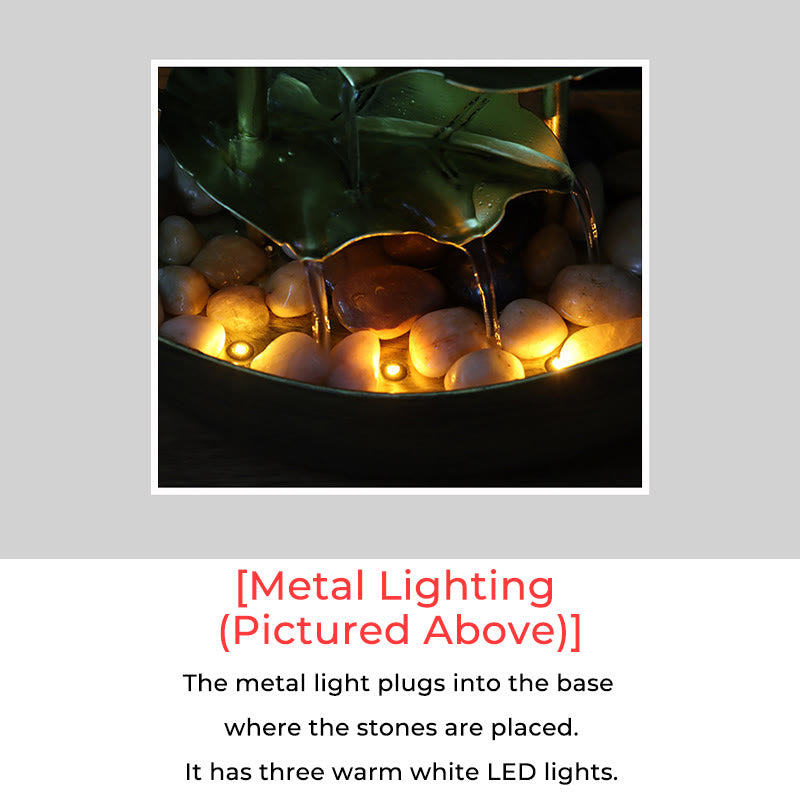Buddha Stones Lotus Leaf Shaped Waterfall Fountain Tabletop Ornaments With LED Light Home Office Desktop Decoration - image 25