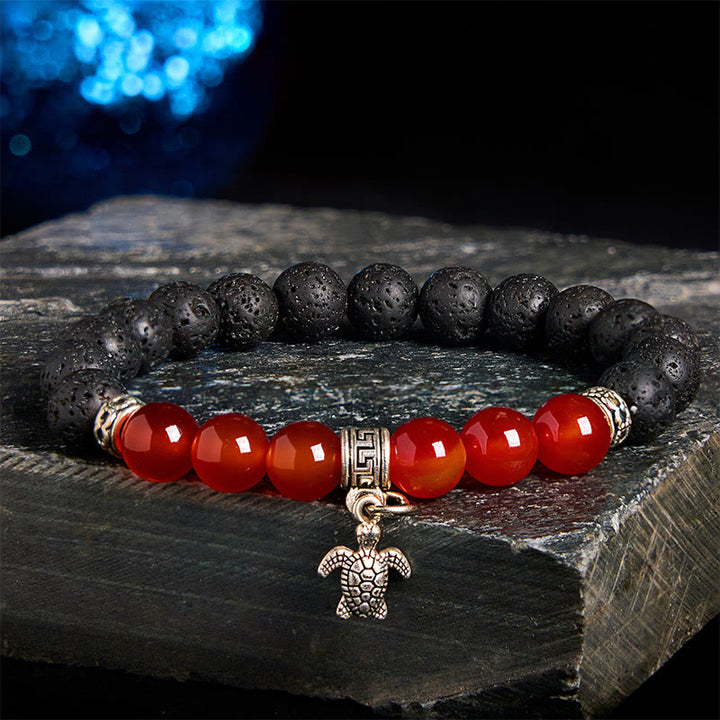 Buddha Stones Black Lava Rock Crystal Beads Animal Pattern Healing Bracelet - Turtle Pattern(Wrist Circumference: 15-17cm) - image 14