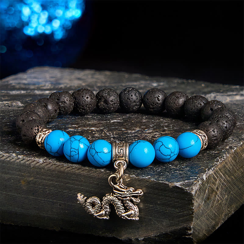 Buddha Stones Black Lava Rock Crystal Beads Animal Pattern Healing Bracelet - Dragon Pattern(Wrist Circumference: 15-17cm) - image 22