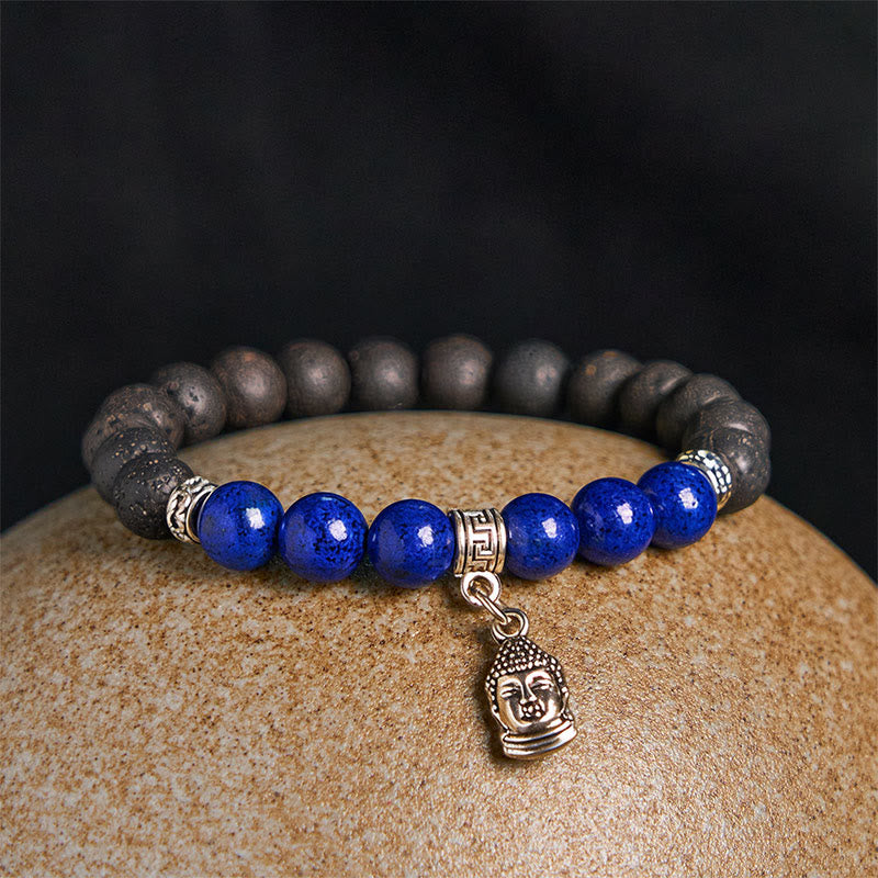 Buddha Stones Black Lava Rock Crystal Beads Animal Pattern Healing Bracelet - image 10