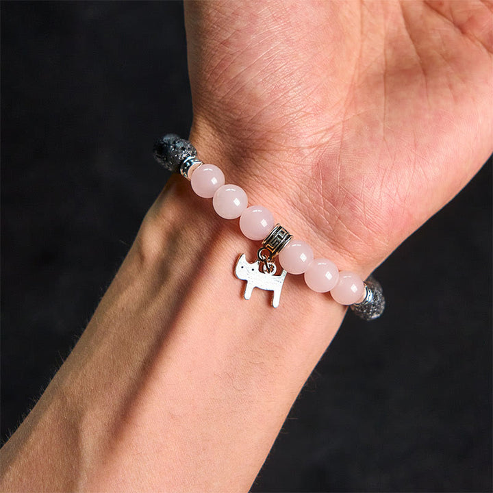 Buddha Stones Black Lava Rock Crystal Beads Animal Pattern Healing Bracelet - image 27