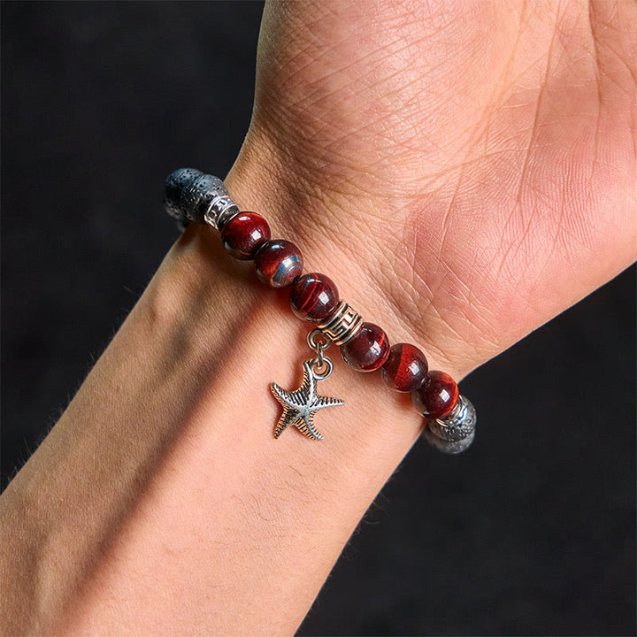 Buddha Stones Black Lava Rock Crystal Beads Animal Pattern Healing Bracelet - image 21
