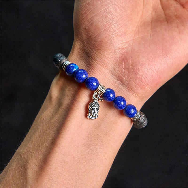 Buddha Stones Black Lava Rock Crystal Beads Animal Pattern Healing Bracelet - image 11