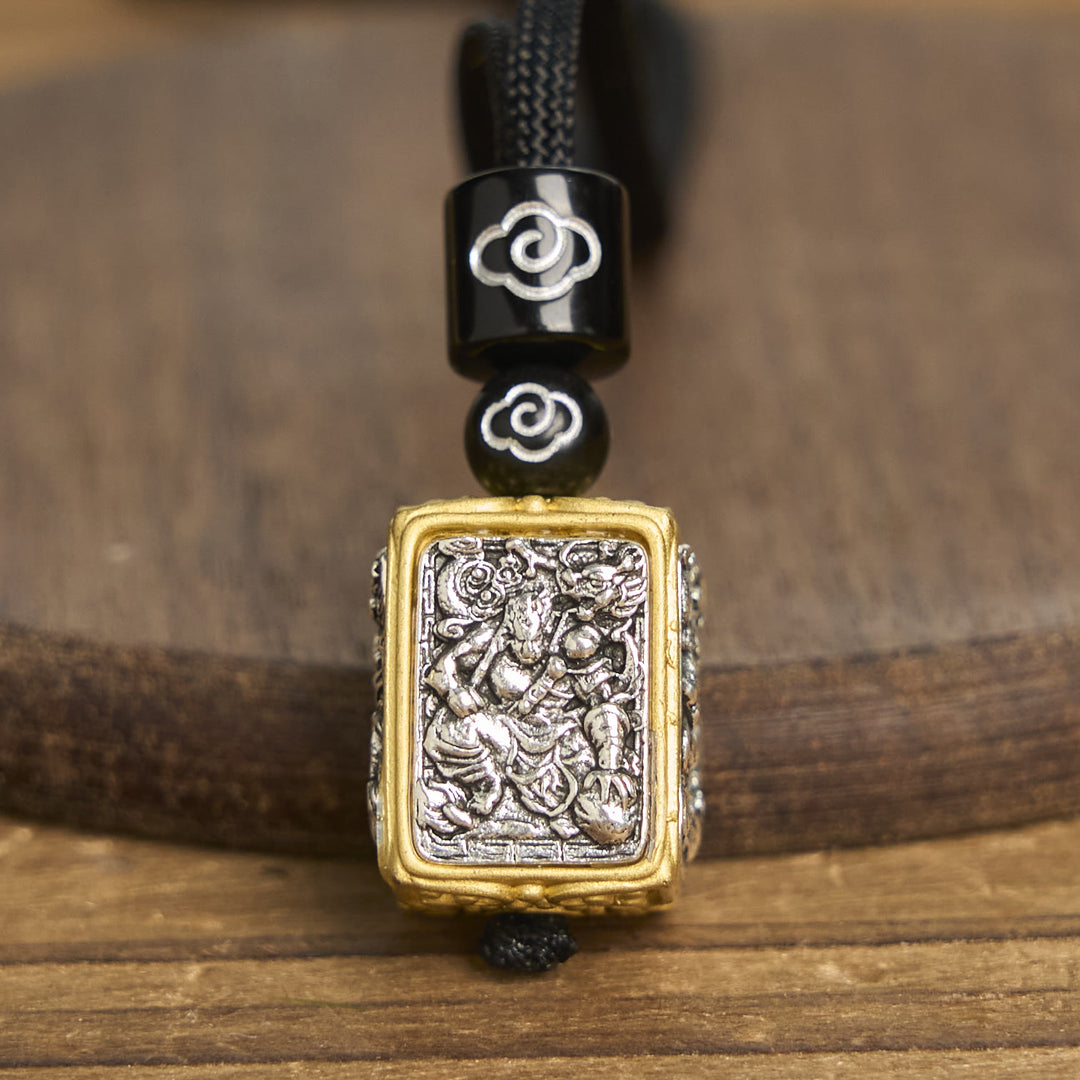 Buddha Stones Tibetan Zakiram Goddess Of Wealth Protection Rope Square Necklace Pendant - image 8