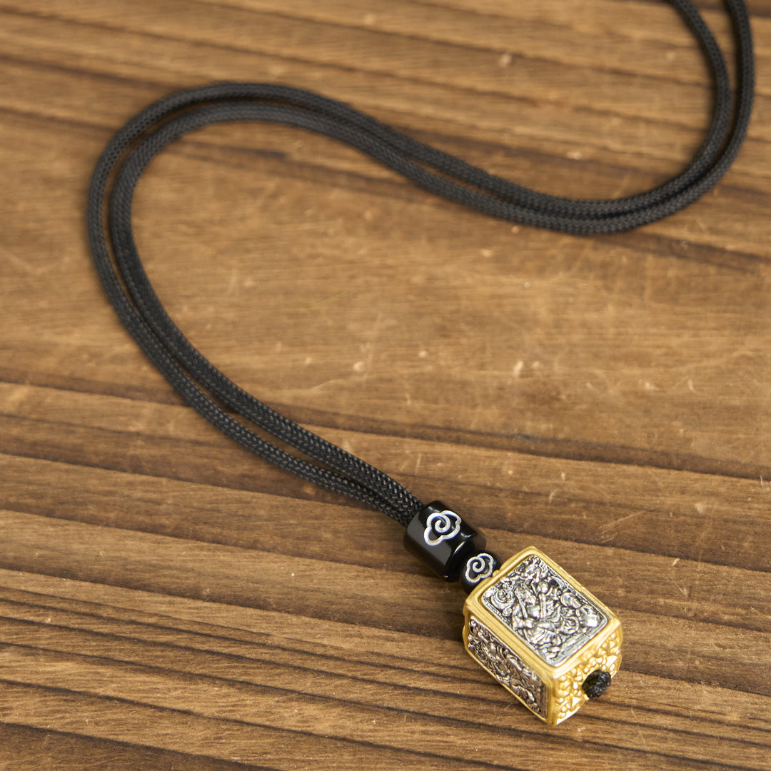 Buddha Stones Tibetan Zakiram Goddess Of Wealth Protection Rope Square Necklace Pendant - image 10