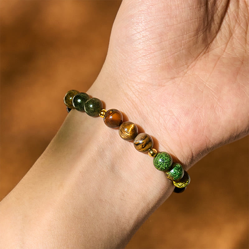 Buddha Stones Turquoise Tiger Eye Beads Glass Balance Serenity Bracelet - image 5