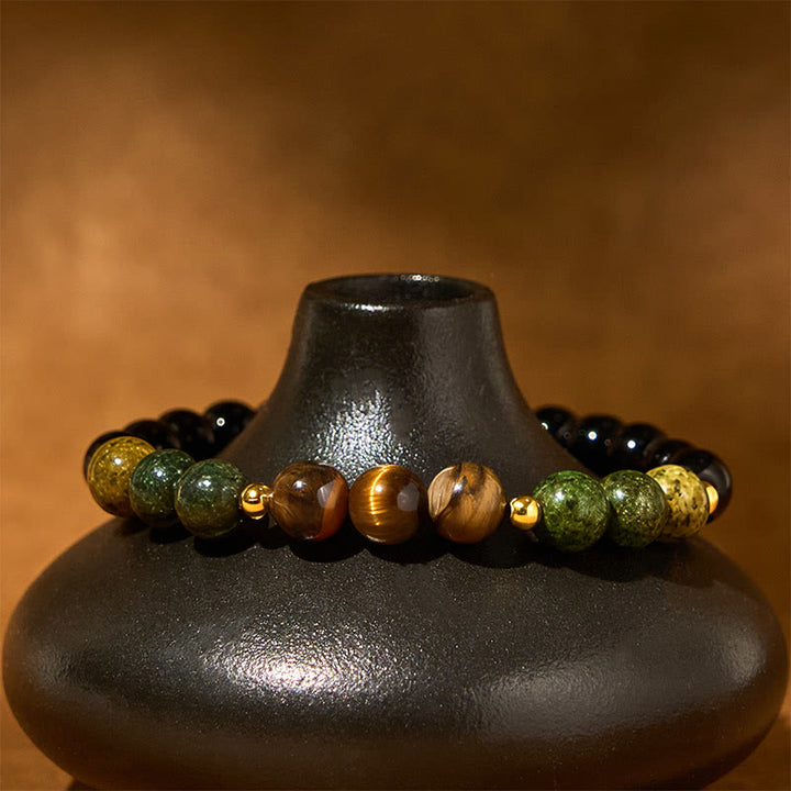Buddha Stones Turquoise Tiger Eye Beads Glass Balance Serenity Bracelet - image 4