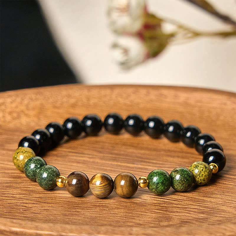 Buddha Stones Turquoise Tiger Eye Beads Glass Balance Serenity Bracelet - image 3