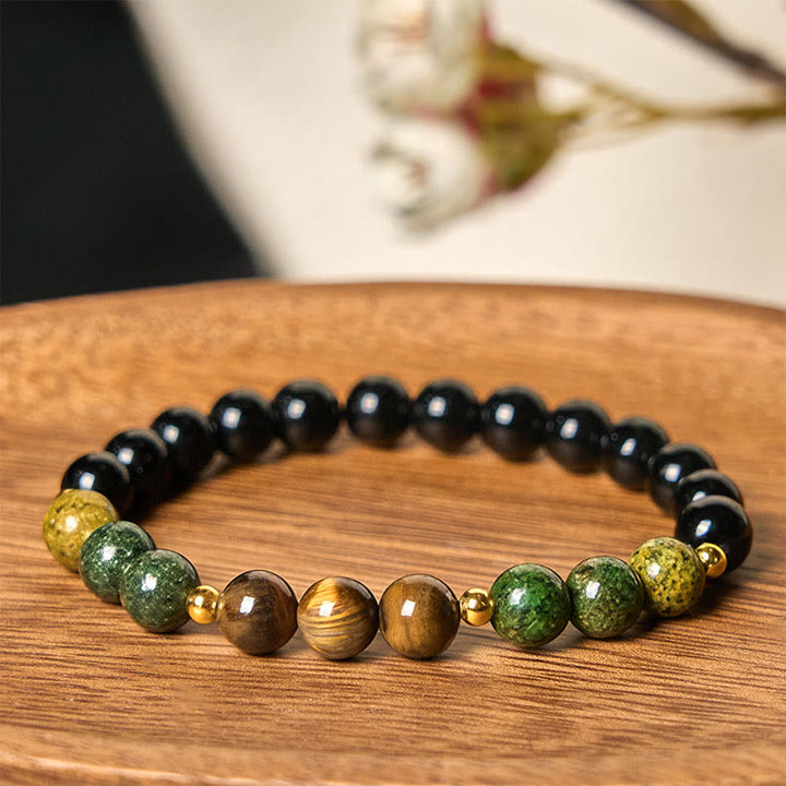 Buddha Stones Turquoise Tiger Eye Beads Glass Balance Serenity Bracelet - image 3