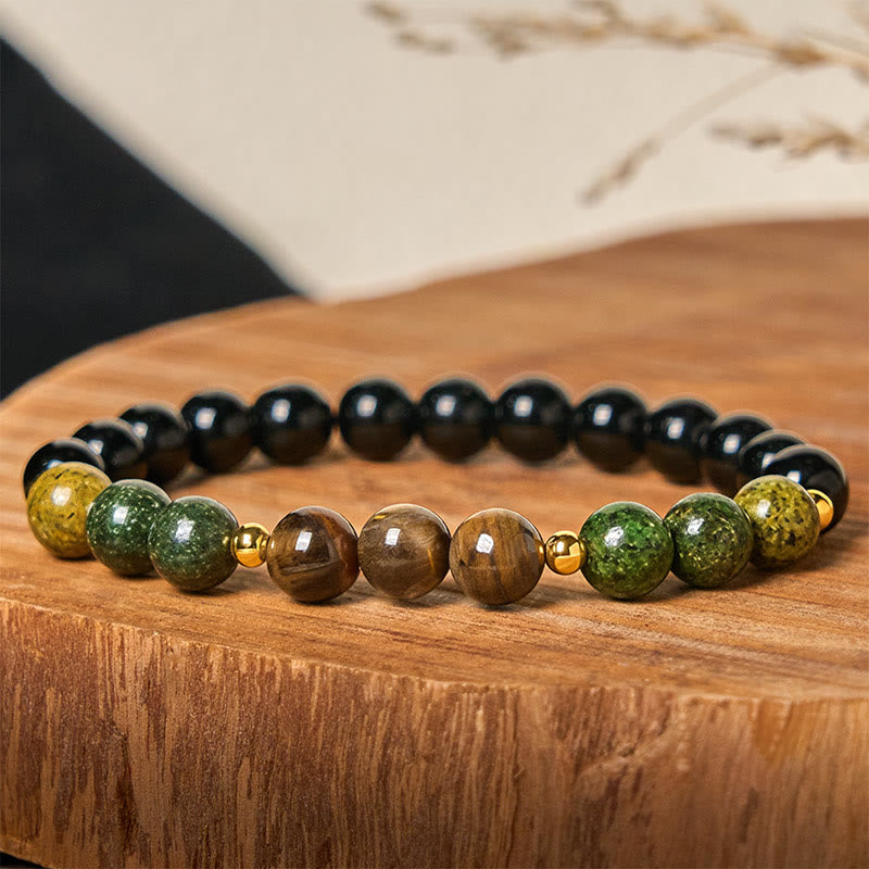 Buddha Stones Turquoise Tiger Eye Beads Glass Balance Serenity Bracelet - Turquoise & Tiger Eye(Wrist Circumference: 15-17cm) - image 1