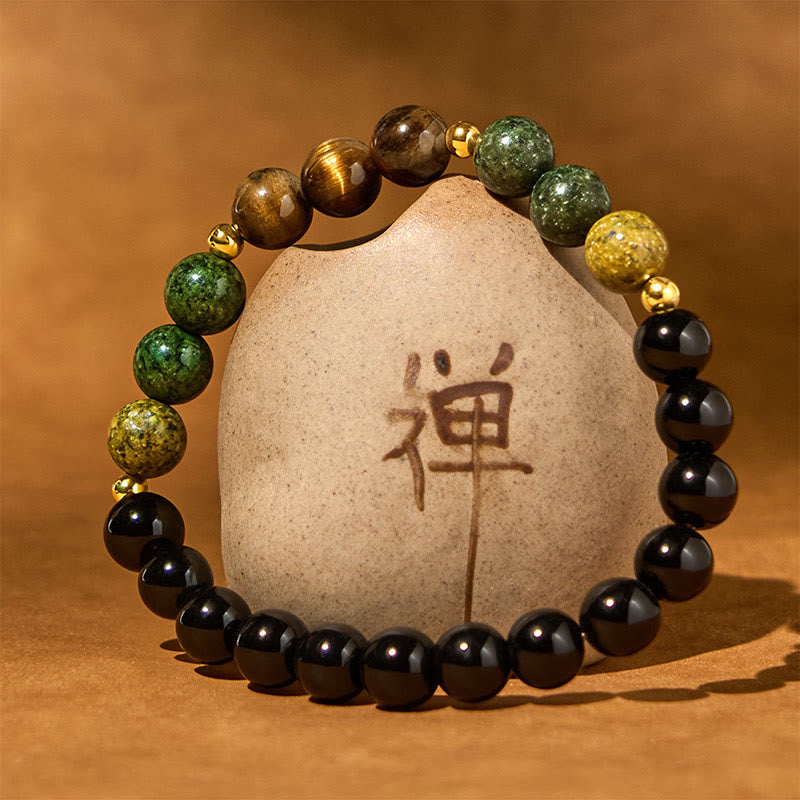 Buddha Stones Turquoise Tiger Eye Beads Glass Balance Serenity Bracelet - image 2