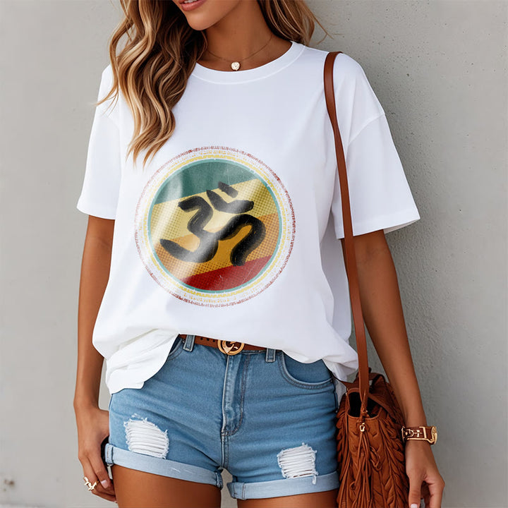 Buddha Stones Vibrant Color Simple Circular Mandala Pattern Om Symbol Tee Cotton T-shirt - image 3
