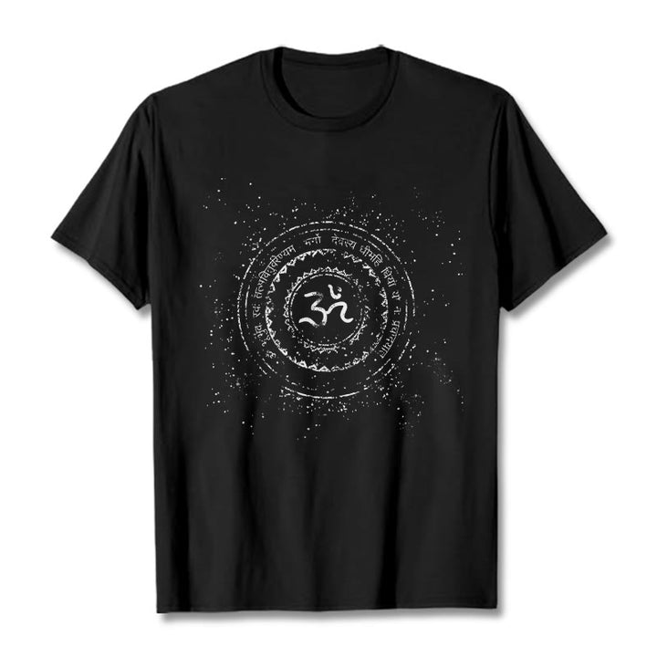 Buddha Stones Mandala Om Symbol Mantra Pattern Tee Cotton T-shirt - Black - 2XL - image 4