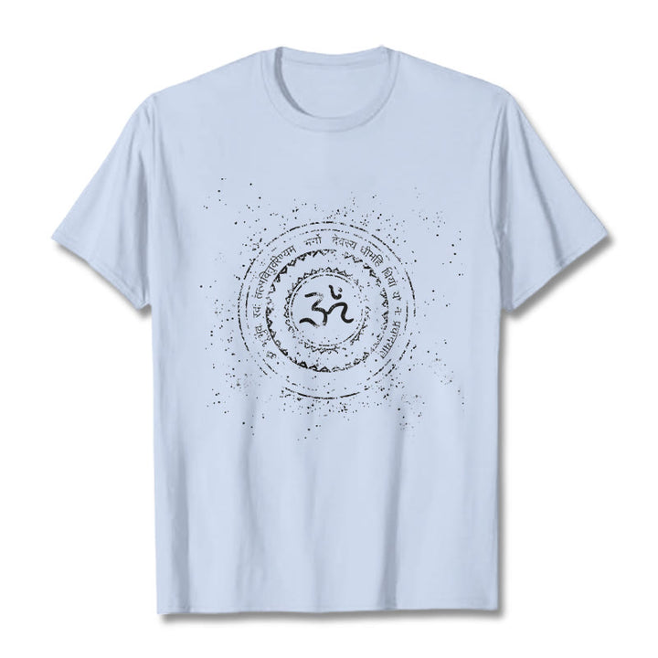 Buddha Stones Mandala Om Symbol Mantra Pattern Tee Cotton T-shirt - LightCyan - 2XL - image 18