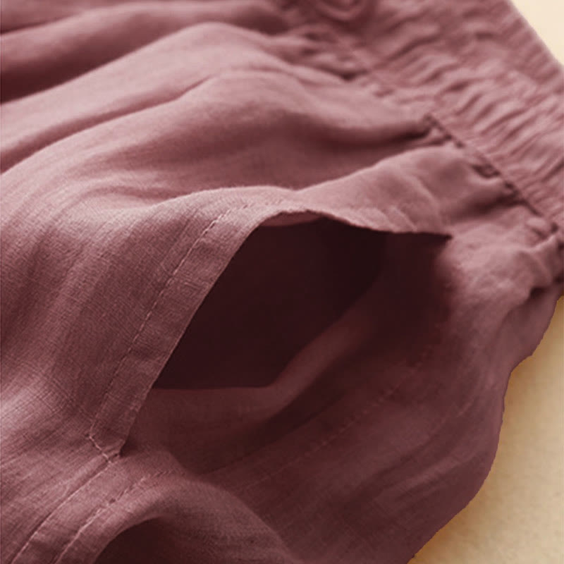 Buddha Stones Casual Loose Double Layer 7-8 Length Cropped Pants Women's Pants With Pockets - image 18