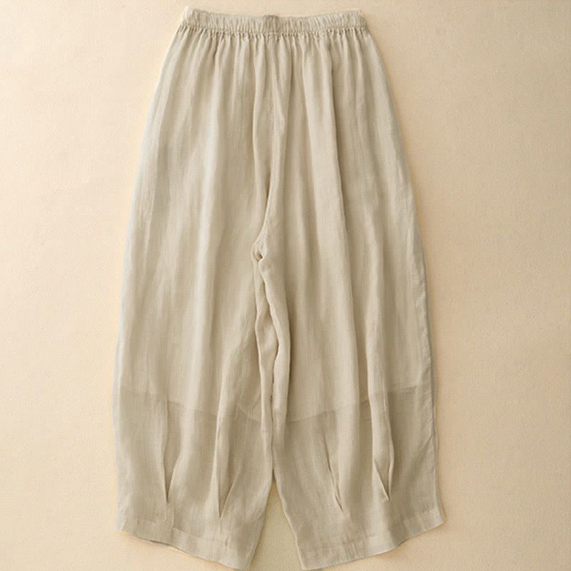 Buddha Stones Casual Loose Double Layer 7-8 Length Cropped Pants Women's Pants With Pockets - image 25