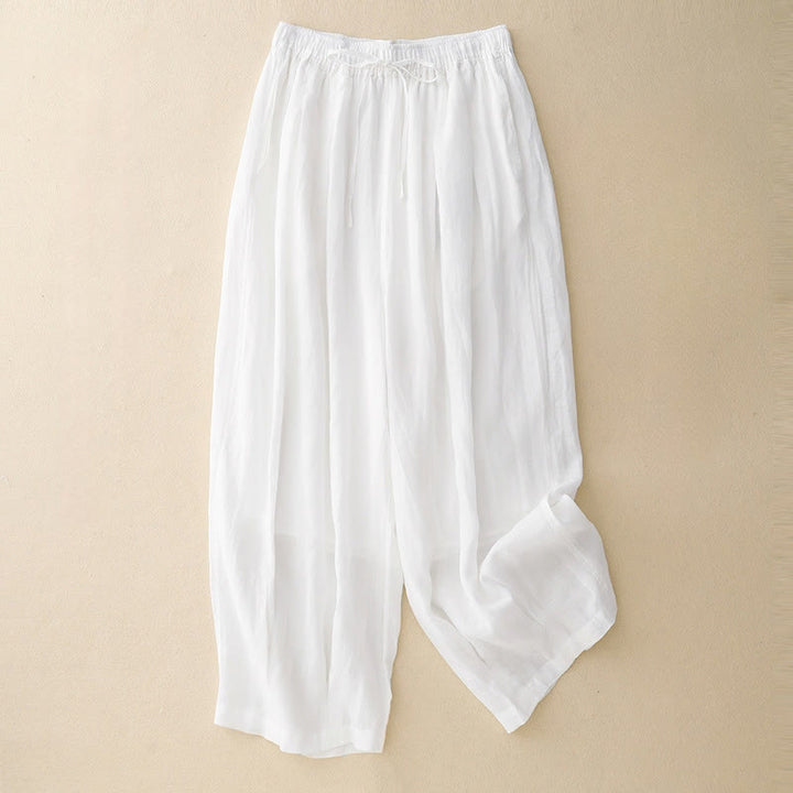 Buddha Stones Casual Loose Double Layer 7-8 Length Cropped Pants Women's Pants With Pockets - White - US8-10，UK/AU12-14，EU40-42 (2XL) - image 11