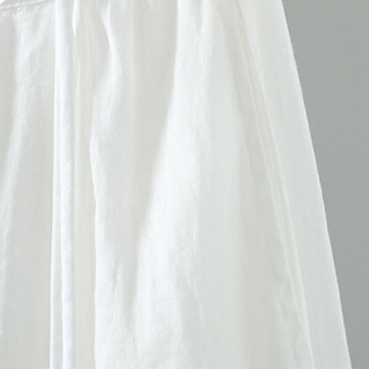 Buddha Stones Summer Retro Pure Color Tassel Design Women's Skirt With Pockets - image 7