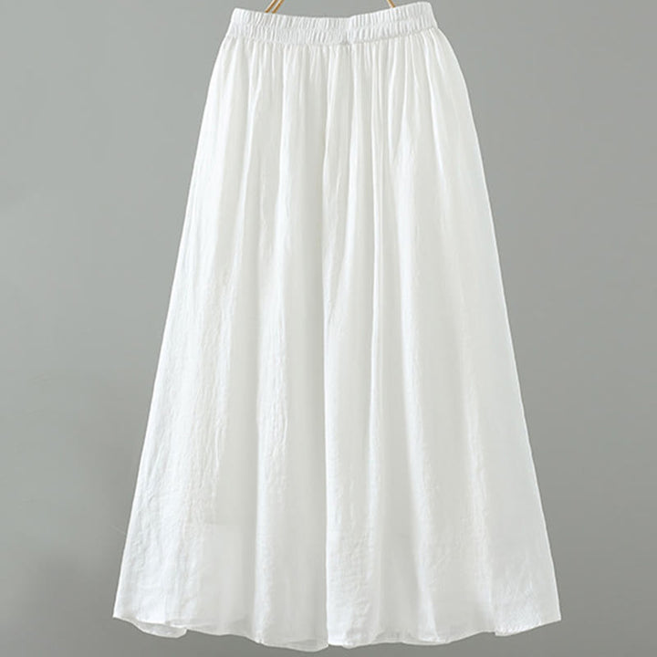 Buddha Stones Summer Retro Pure Color Tassel Design Women's Skirt With Pockets - image 6