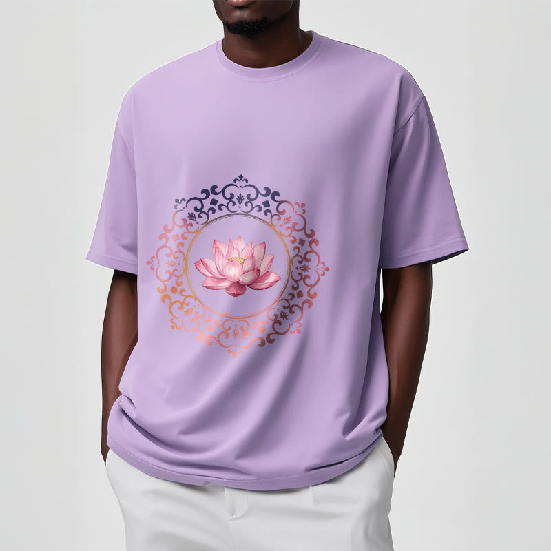 Buddha Stones Mandala Pink Lotus Pattern Tee Cotton T-shirt - image 17