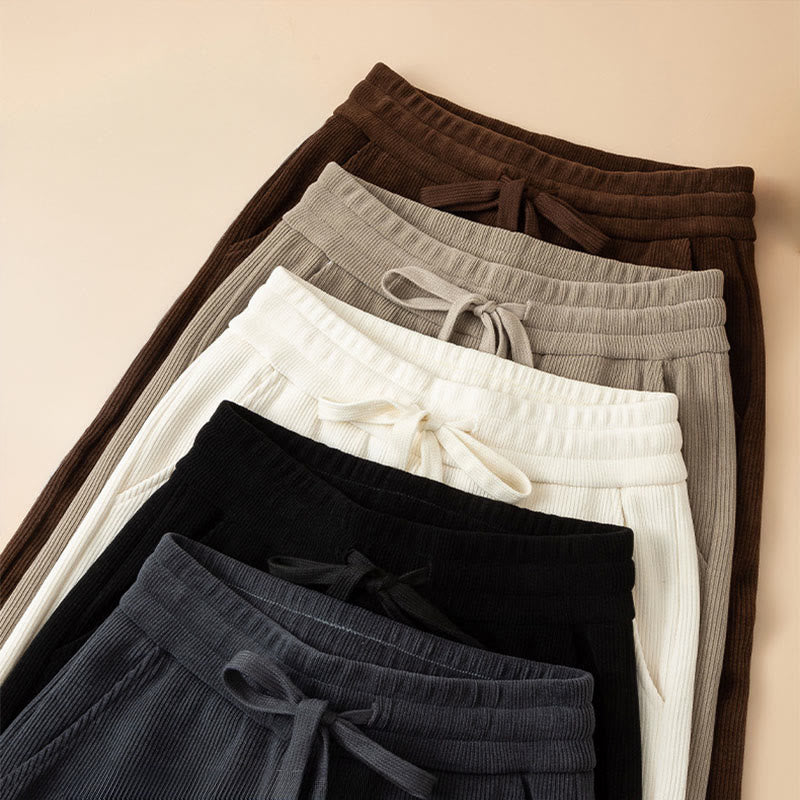 Buddha Stones Women's Fall Pure Color Wide Leg Cotton Pants With Pockets - image 17