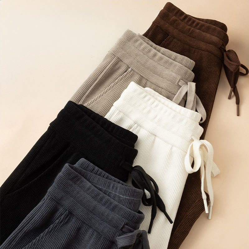 Buddha Stones Women's Fall Pure Color Wide Leg Cotton Pants With Pockets - image 19