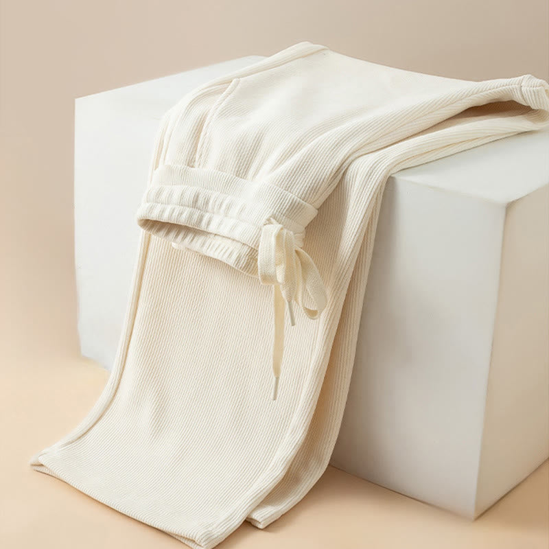 Buddha Stones Women's Fall Pure Color Wide Leg Cotton Pants With Pockets - image 15