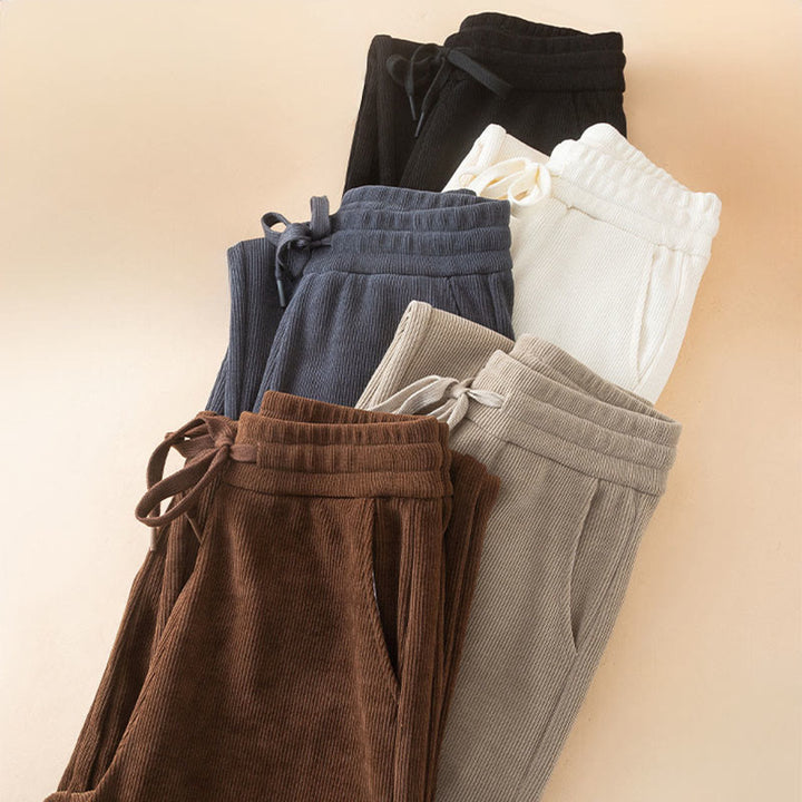 Buddha Stones Women's Fall Pure Color Wide Leg Cotton Pants With Pockets - image 18