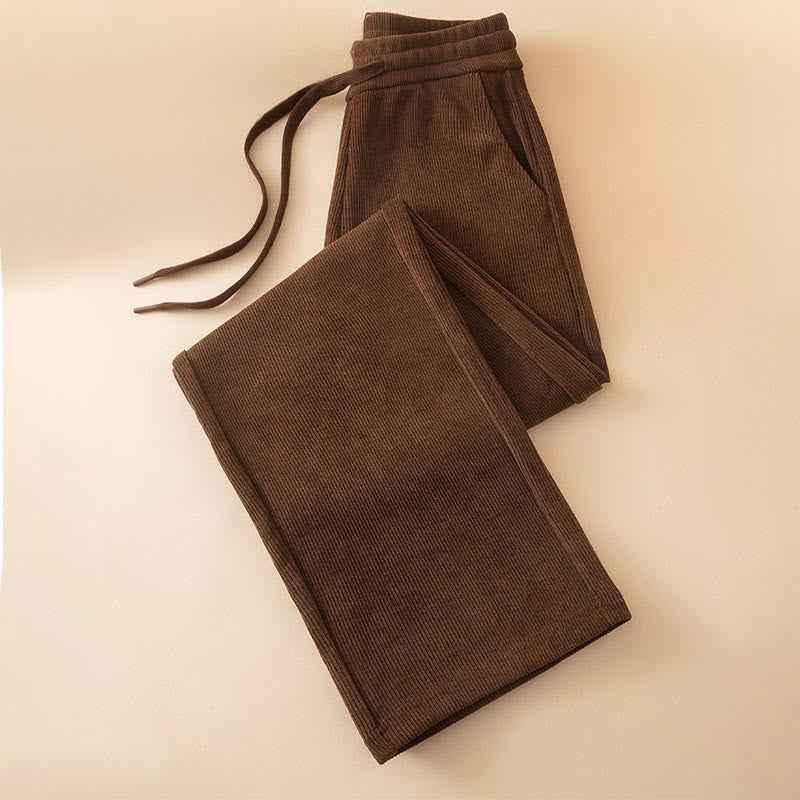 Buddha Stones Women's Fall Pure Color Wide Leg Cotton Pants With Pockets - image 4