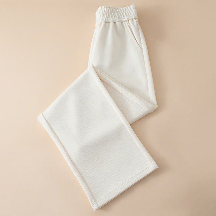 Buddha Stones Women's Plain High Waist Design Wide Leg Cotton Pants With Pockets - FloralWhite - US12，UK/AU16，EU44 (3XL) - image 3