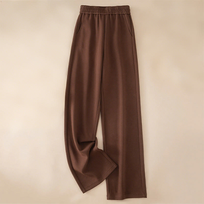 Buddha Stones Women's Plain High Waist Design Wide Leg Cotton Pants With Pockets - Sienna - US12，UK/AU16，EU44 (3XL) - image 0
