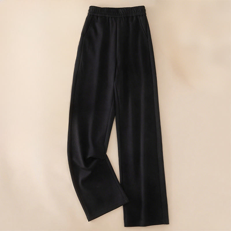 Buddha Stones Women's Plain High Waist Design Wide Leg Cotton Pants With Pockets - Black - US12，UK/AU16，EU44 (3XL) - image 11