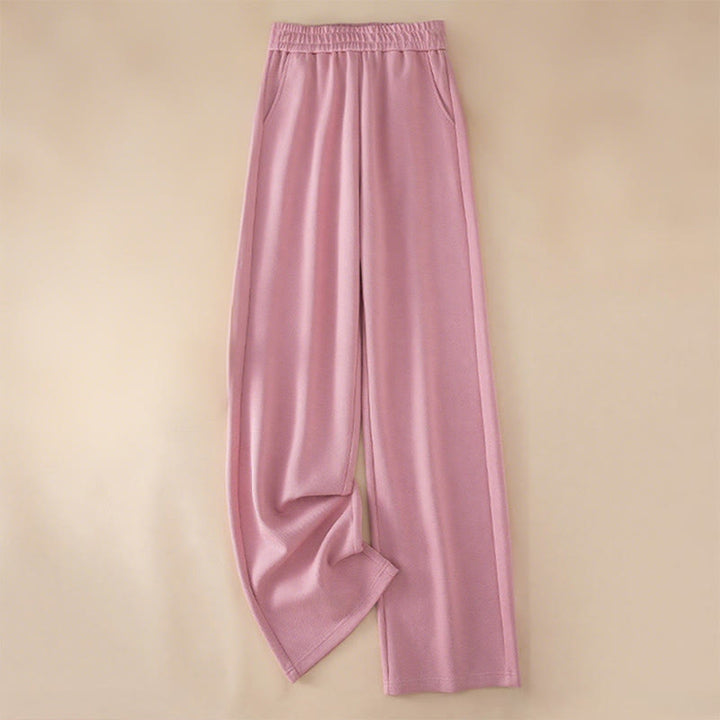 Buddha Stones Women's Plain High Waist Design Wide Leg Cotton Pants With Pockets - LightPink - US12，UK/AU16，EU44 (3XL) - image 14