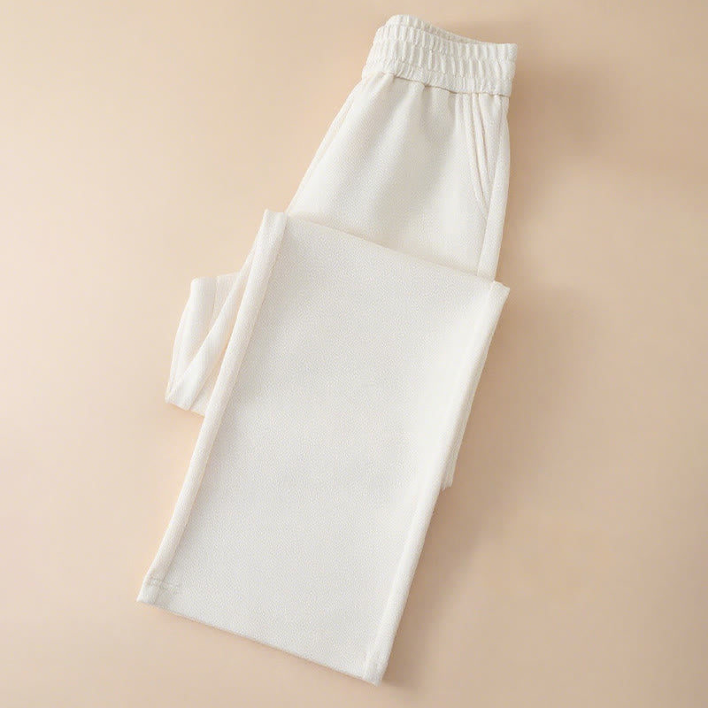Buddha Stones Women's Plain High Waist Design Wide Leg Cotton Pants With Pockets - image 5