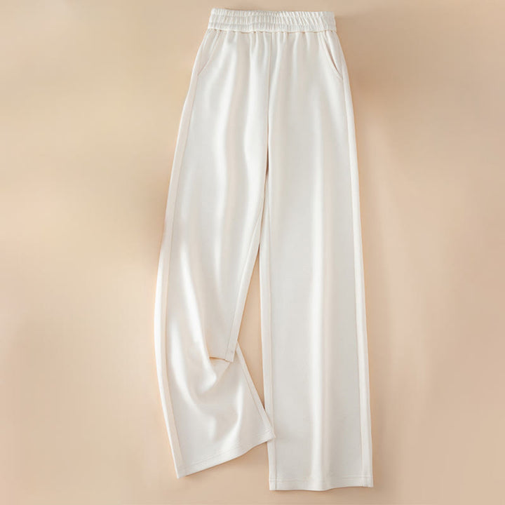 Buddha Stones Women's Plain High Waist Design Wide Leg Cotton Pants With Pockets - image 4